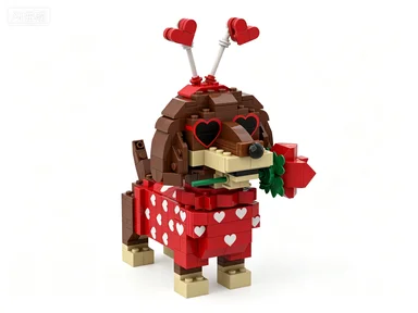 Cute Pet Dog Building Blocks, Dachshund Corgi Golden Retriever Schnauzer Mini Bricks, DIY Animal Model Toy, Valentine Christmas