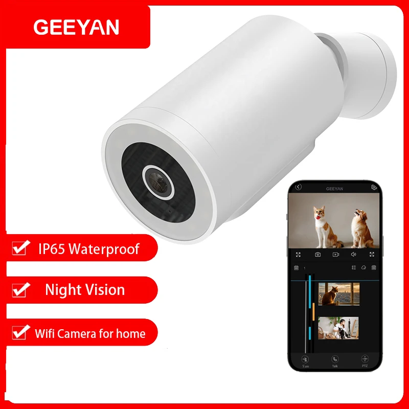 GEEYAN Wireless Outdoor Rechargeable WiFi Camera, 4 Month Battery Life, Human Detection, Customizable Voice Alerts, Two-Way Talk