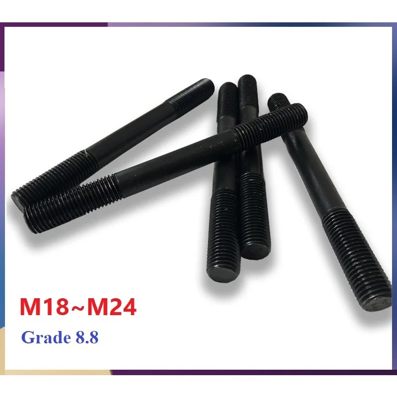 

M18 M20 M24 GB901 Grade 8.8 High Strength Black Carbon Steel Rod Double Thread Screw Stud Screws Rod Stud Bolts
