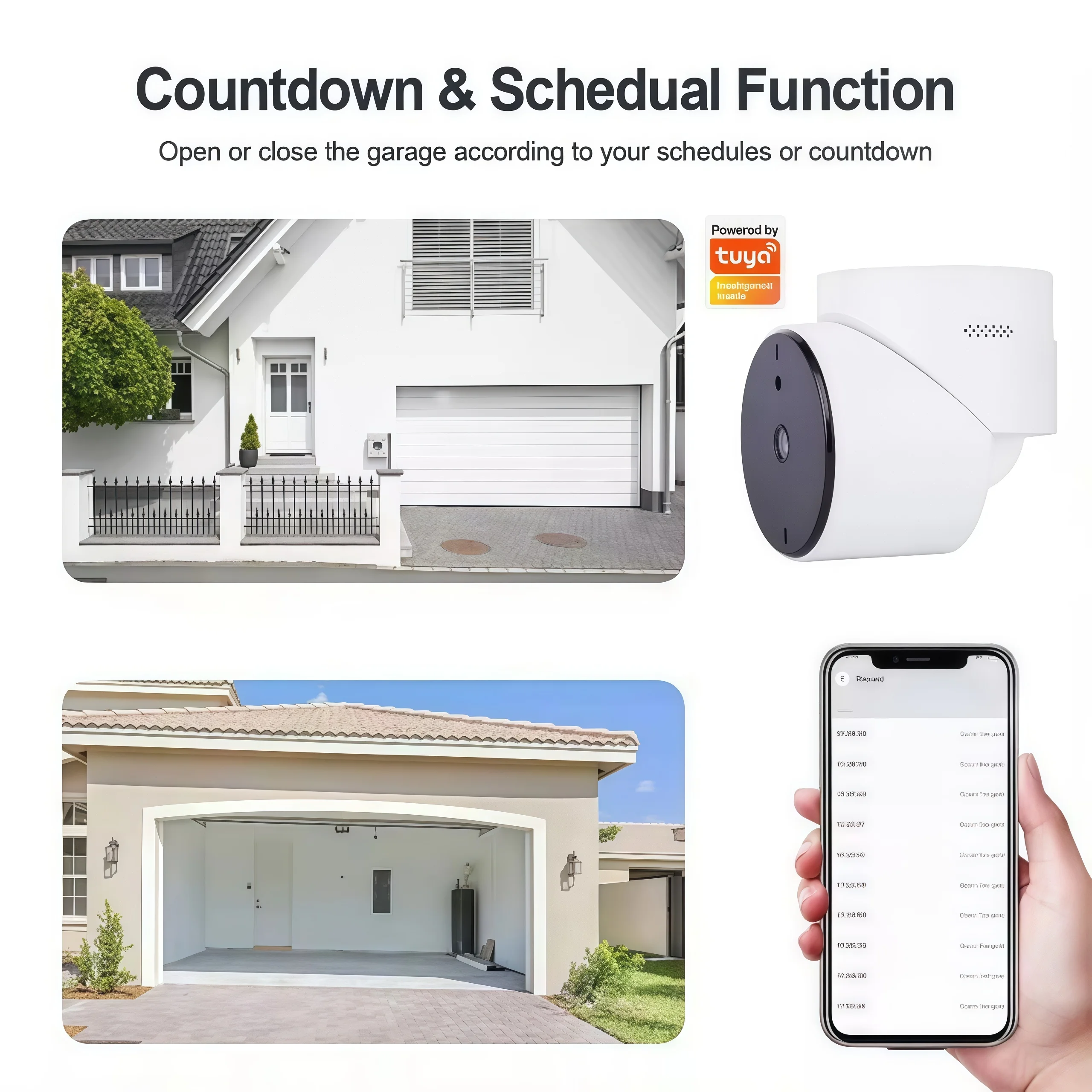 Tuya SmartLife APP فتحت باب المرآب كاميرا واي فاي 3MP الأشعة تحت الحمراء اتجاهين الصوت كشف الحركة إنذار أليكسا جوجل الأوامر الصوتية