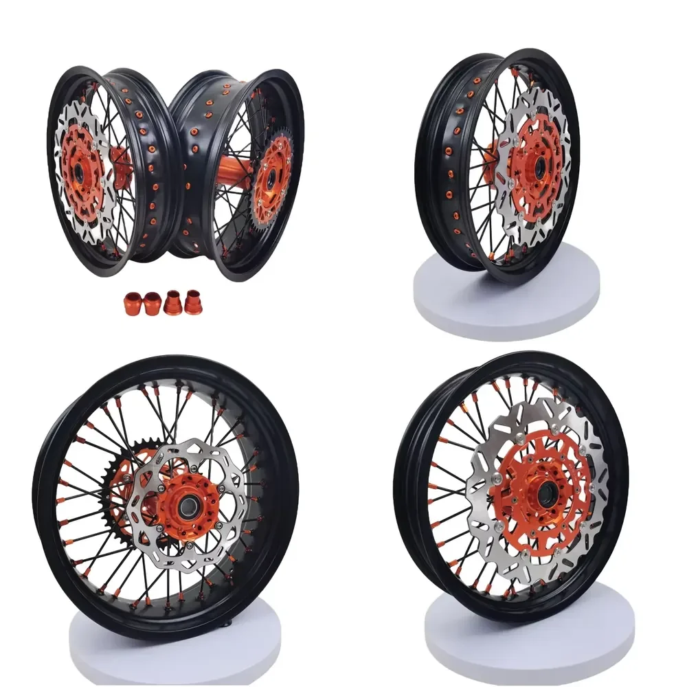 【2026 New Design】 With Reasonable Price Orange EXC SXF Hubs Supermoto Wheels Rims Set Fit EXC SXF-EXC 16-22