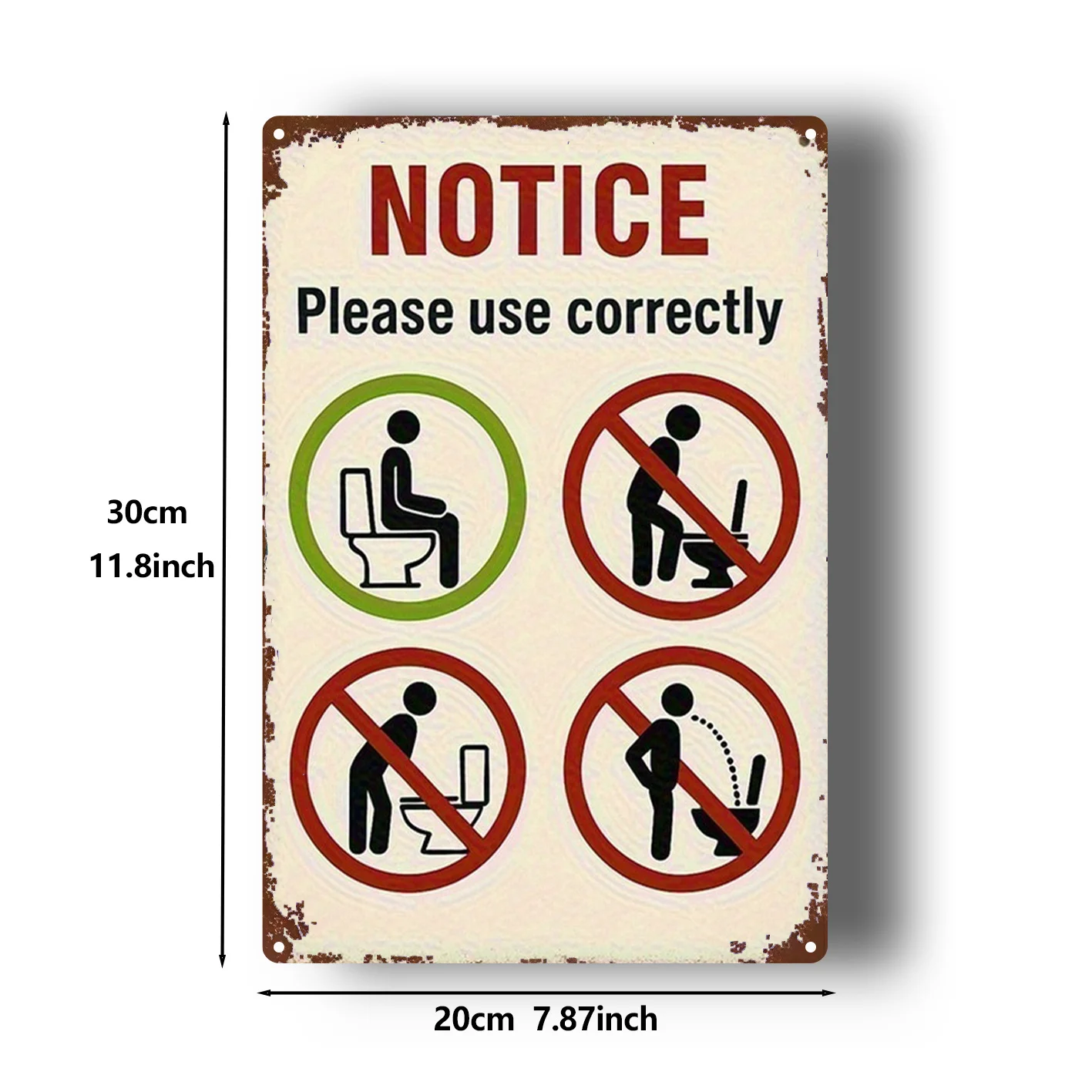 Vintage Flat 2D Aluminum Wall Art 8x12 Inch Waterproof Metal Sign Bathroom Restroom Rules Plaque Home Bar Garage Club Cafe