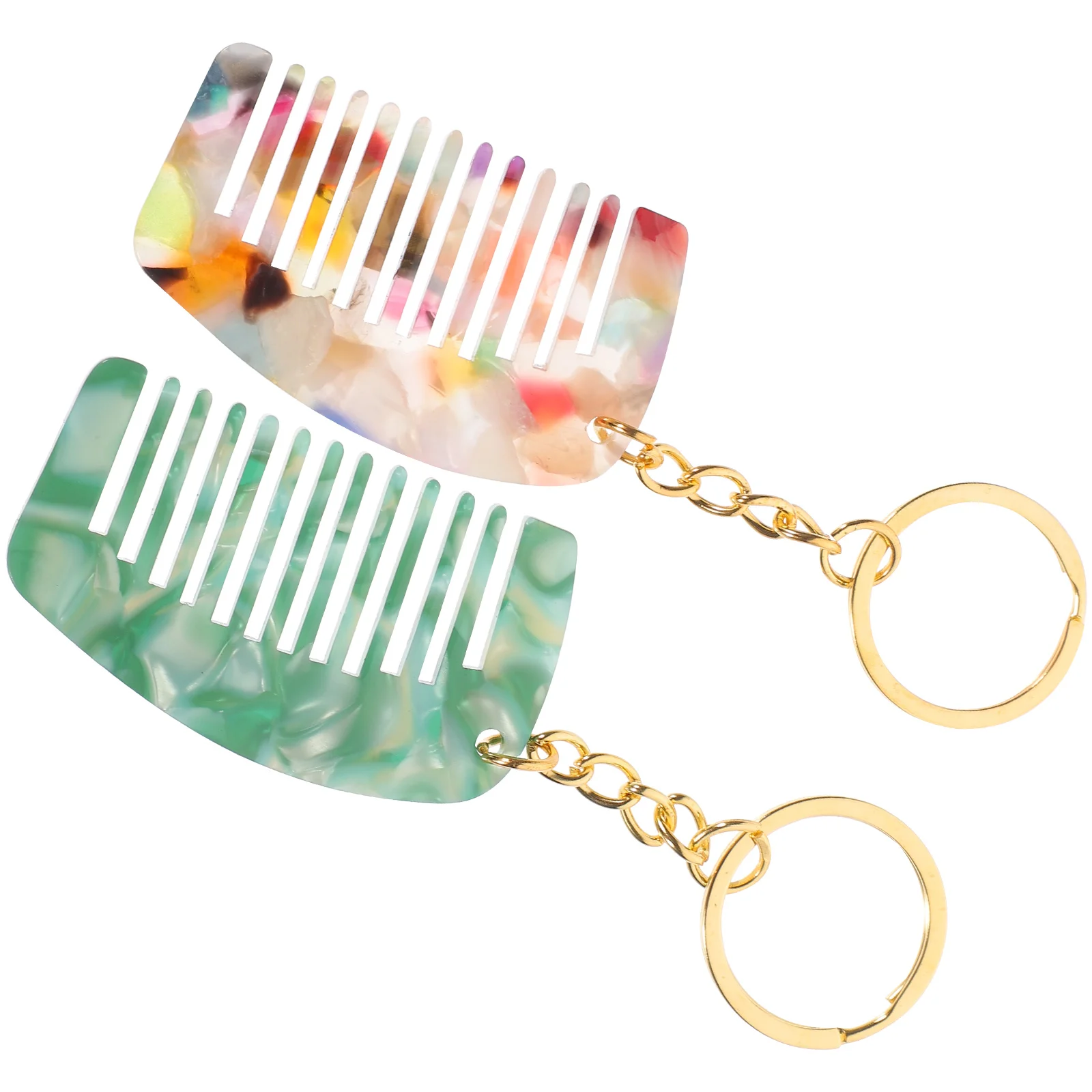 

2pcs Mini Comb Keychain Portable Wide Tooth Detangling Hair Comb For Curly Wet Hair Travel Pocket Small -Free Tool
