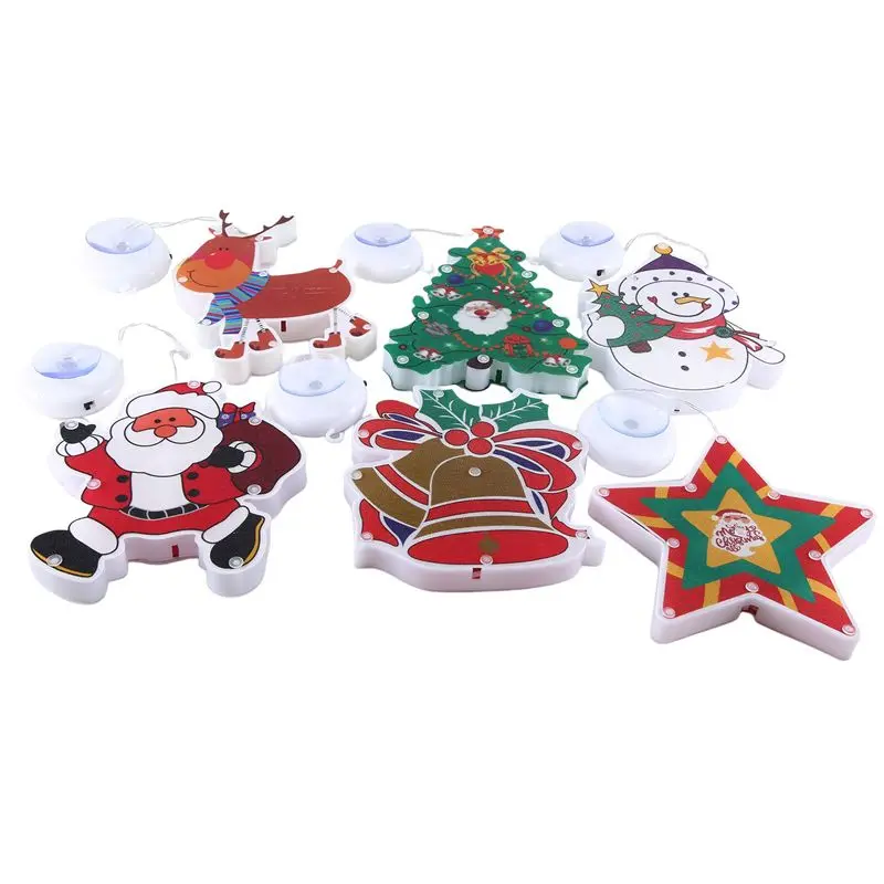 

Набор из 6 светодиодных рождественских гирлянд AEE8-6 для окон, декоративные светильники для витрин магазинов и украшения помещений, светодиодные светильники на присосках