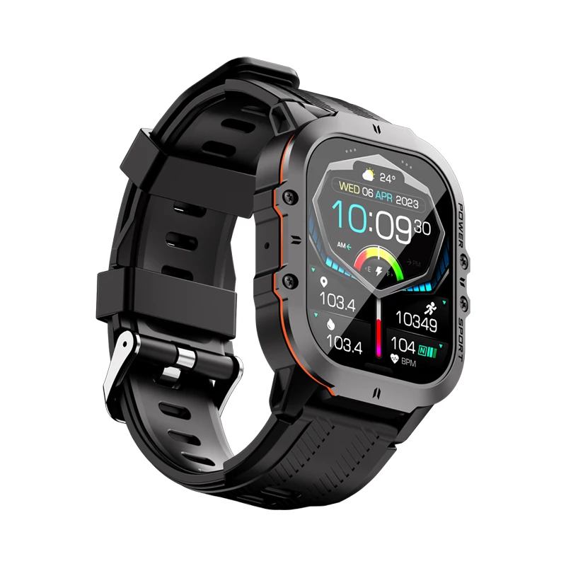 2024 New C26 Smart Watch 1.96-inch AMOLED Screen BT Call Heart Rate and Blood Oxygen Monitor Outdoor Sports Men's Watch