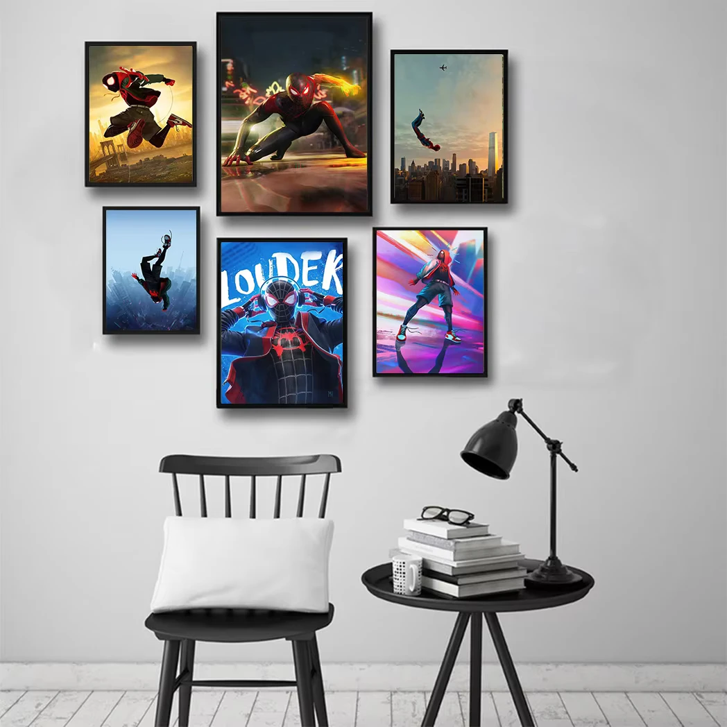 Pósteres artísticos de pared de superhéroe de Marvel de Disney, Spider-Man, decoración multiverso para el hogar, adecuado para varias habitaciones, pintura decorativa en lienzo