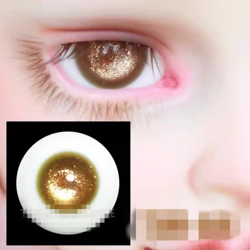 Bjd Doll Eyes Yellow Layered Grain Glass Eyeball  1/6 1/4 SD.14mm 16mm  Free Box Doll Accessories GA29