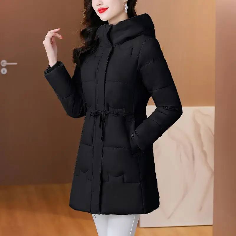 

Winter Mid-length Cotton-padded Jacket Women Parkas Warm Slim Windproof Coats Trends Long Sleeve Tops Designs Chic Jackets New