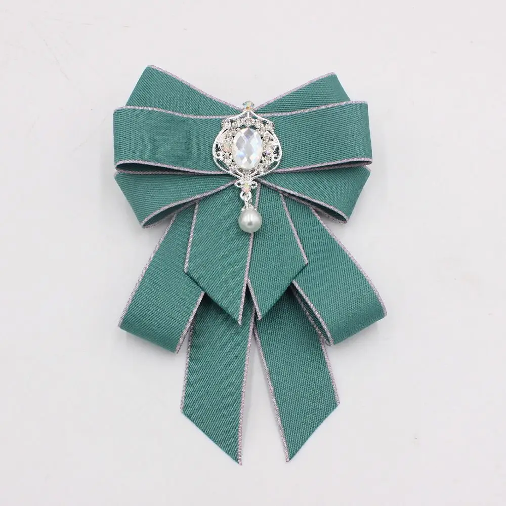 Luxury Ribbon Ribbon Bowtie Rhinestone Crystal Bow Tie Fabric Cloth Art Handmade Ribbon Bow Brooch For Men and Women