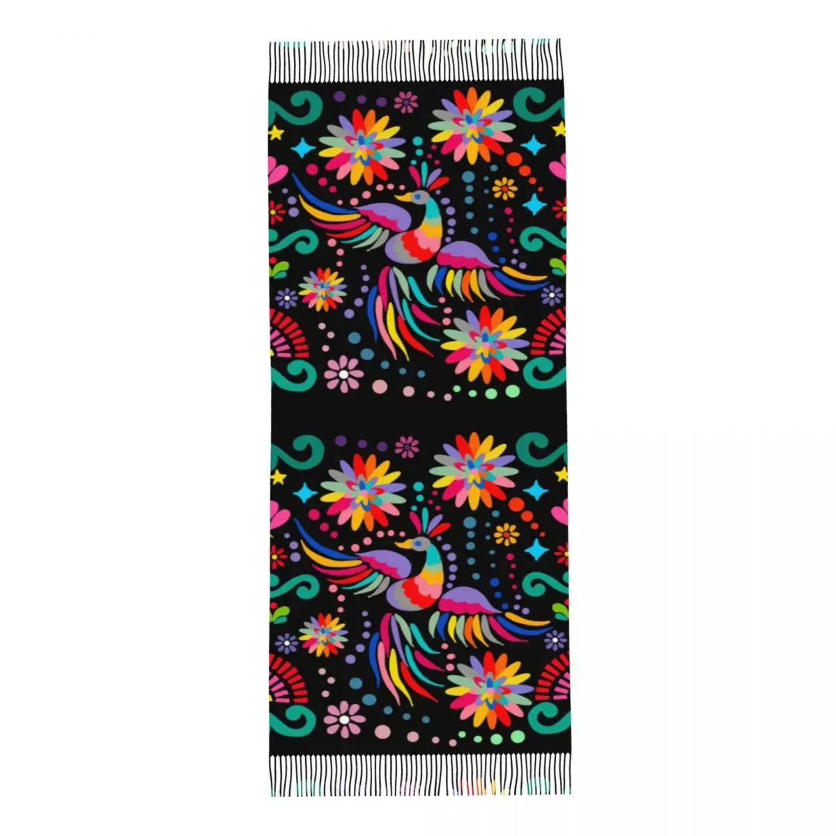 Bufanda Floral mexicana con estampado personalizado para hombre y mujer, chal bordado colorido, cálido, invierno y otoño