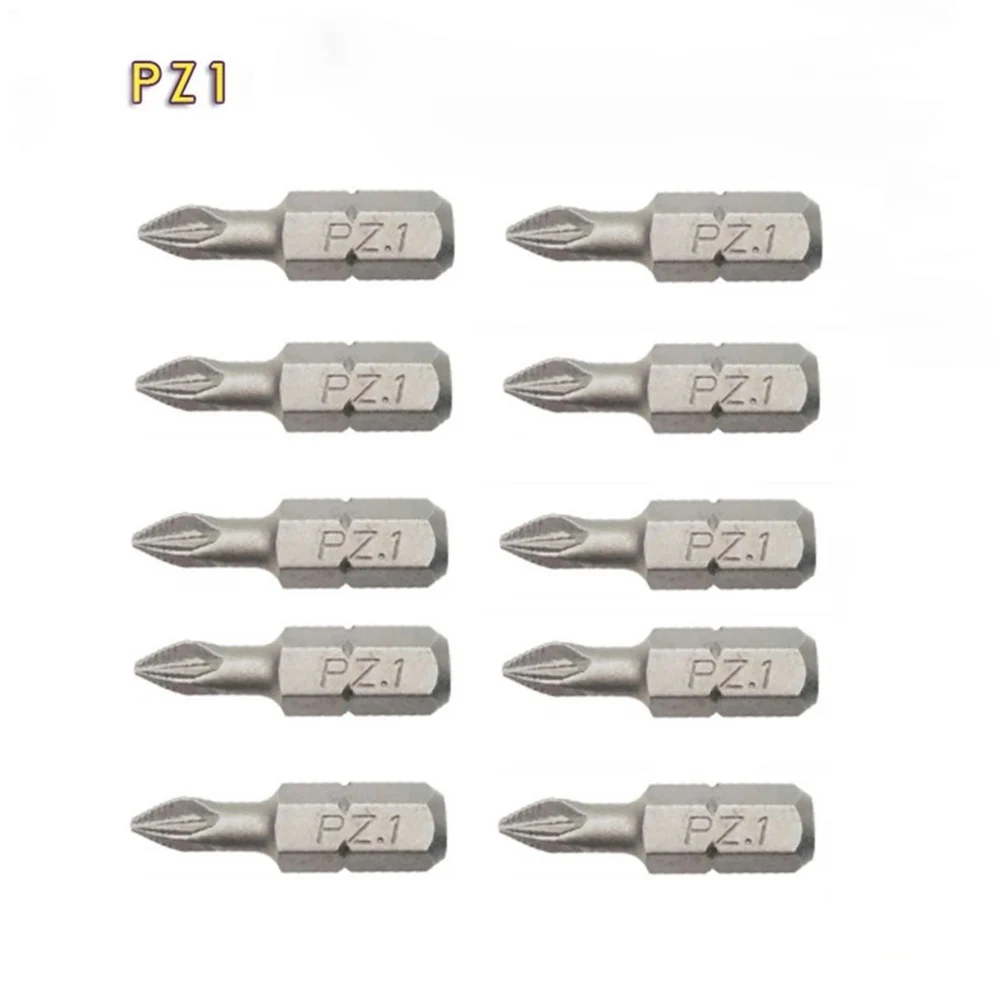 10Pcs Non-Slip Batch Head PH2 Cross Screwdriver Set Magnetic Batch Head 25mm PH1/PZ1/PH2/PZ2/PH3/PZ3 Screwdriver Bit Single Head