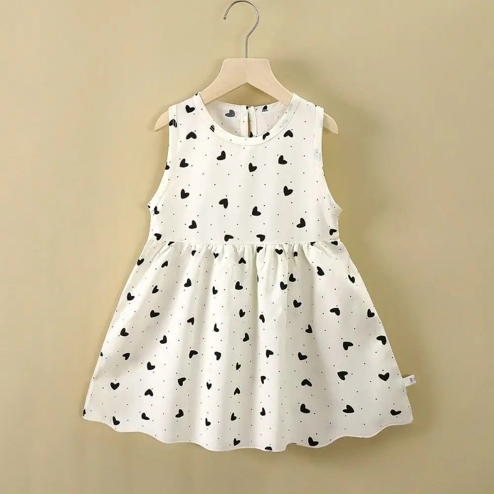 Cute Graffiti Printed Girls Summer Dresses Sweet Floral Cool Vest Dresses Princess Dress Clothing