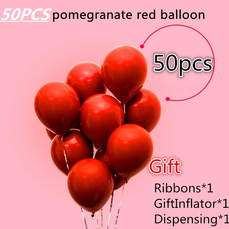 Cheap 50pc Wedding Decor Balloon Arch 10 Inch Pomegranate Red Latex Balloon Chain Engagement Confession Wedding Room Decoration