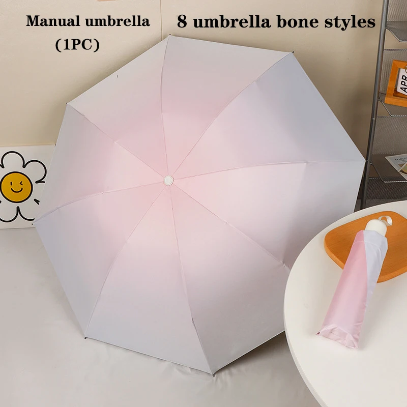 Umbrella Fashionable sunshade umbrella UV blocking Student Adult Folding Umbrella Double layer bracket sturdy automatic umbrella