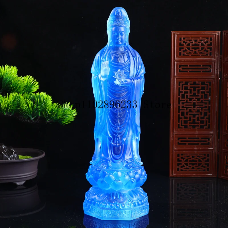 Water-glass Buddha statue Putuo South Sea Guanyin Home Living Room Decorations, Resin Buddha Statues for Buddhist Temples and Sh