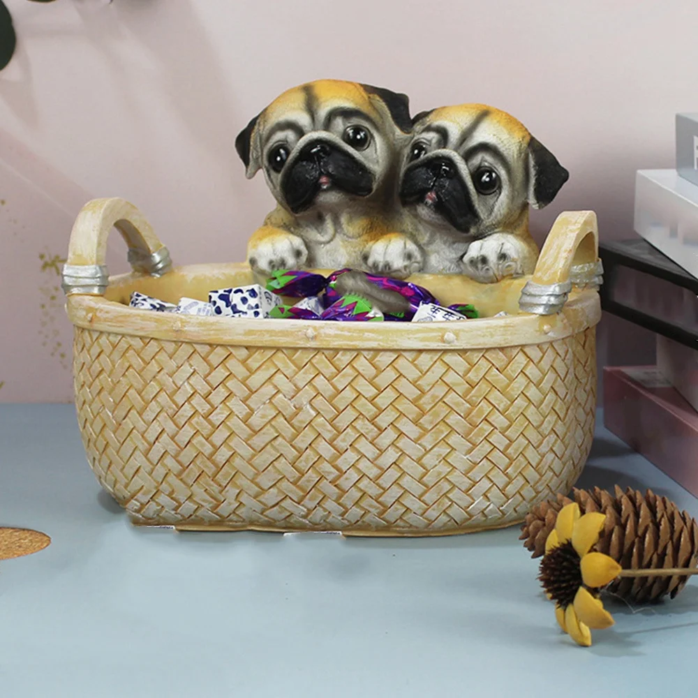 Hot-Cute Figurine Dog Storage Box Key Phone Chocolates Candy Storage Table Decoration Basket Home Decor Living Room