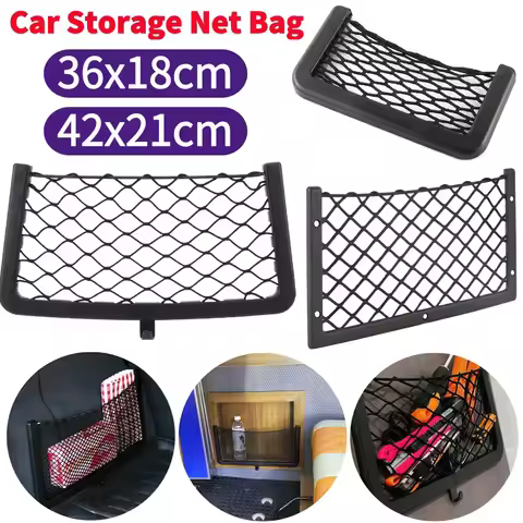 Car Mesh Net Bag Elastic Net Cargo Mesh Net Caravan Bus Vehicle Seat Back Organizer Bus Seat Back Mount Organizer For Camper SUV