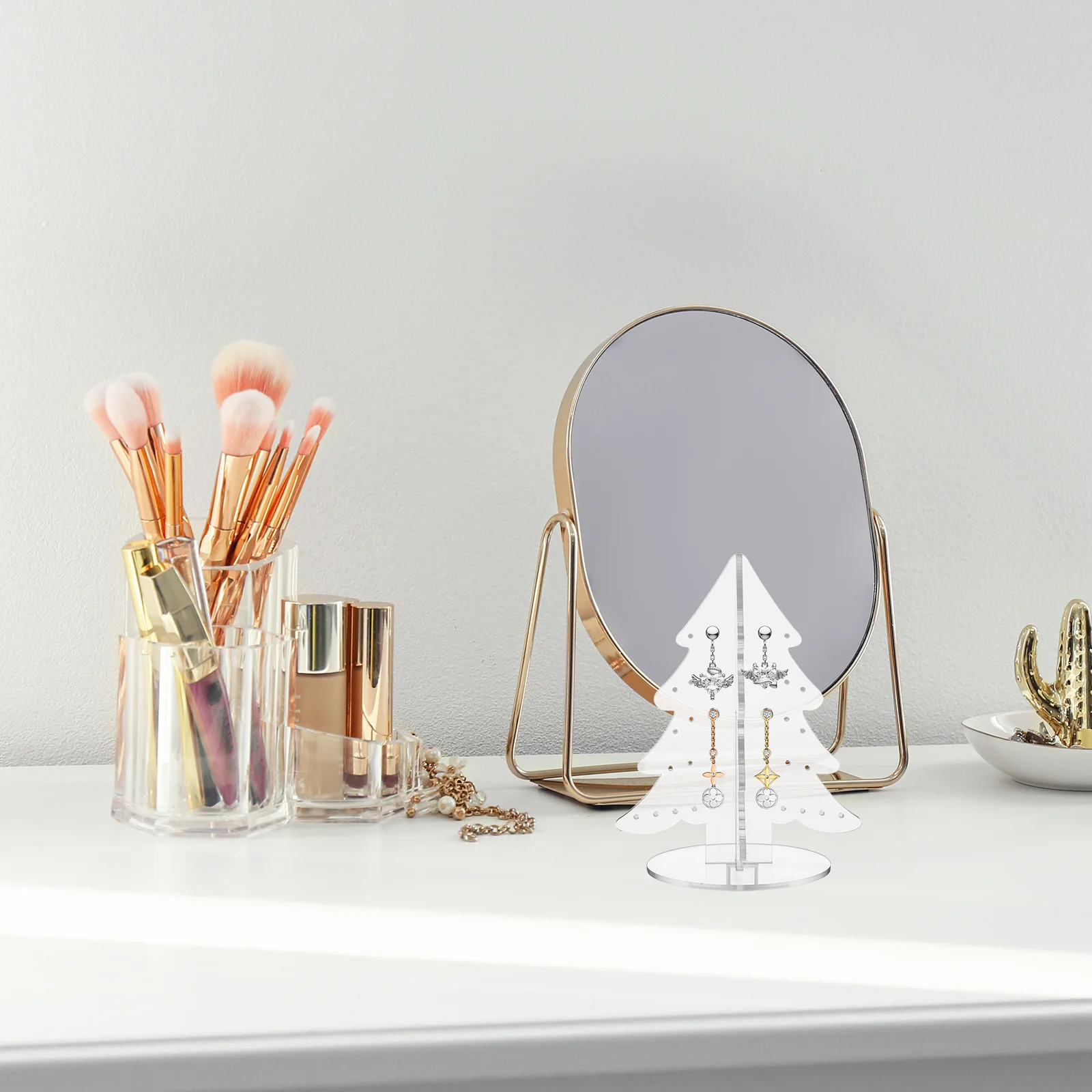 

Christmas Tree Earring Holder Small Jewelry Organizer Stand Display for Bedroom Bathroom Vanity Holiday Storage Rack