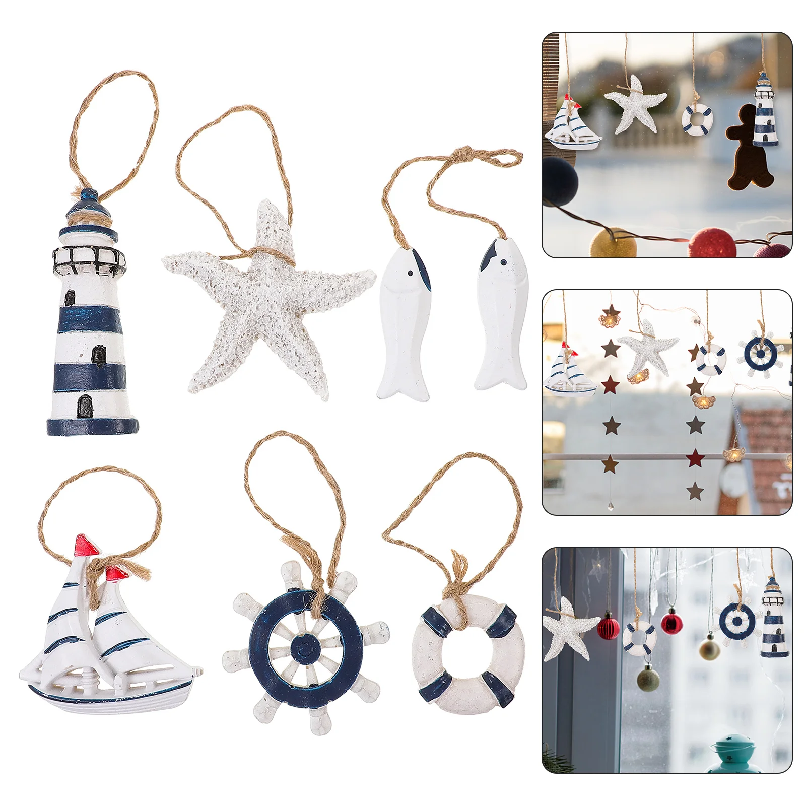 

6Pcs Mediterranean Hanging Ornaments DIY Resin Pendants Colorful Wall Decor Home Party Decoration Garden Indoor Outdoor Ornament