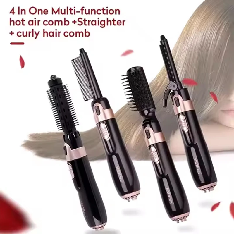 

High quality hot sale 4 in 1 Interchangeable Head Hot Air Brush Hair Blow Dryer Set Curler Combo for Home Hotel