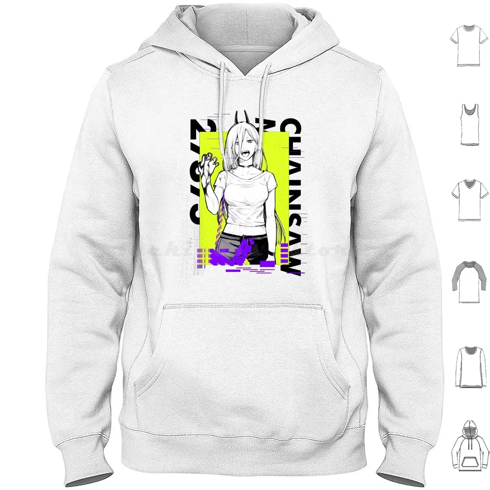 Power Glitch Design V04 Hoodie Cotton Long Sleeve Chainsaw Man Power Powa Powah…