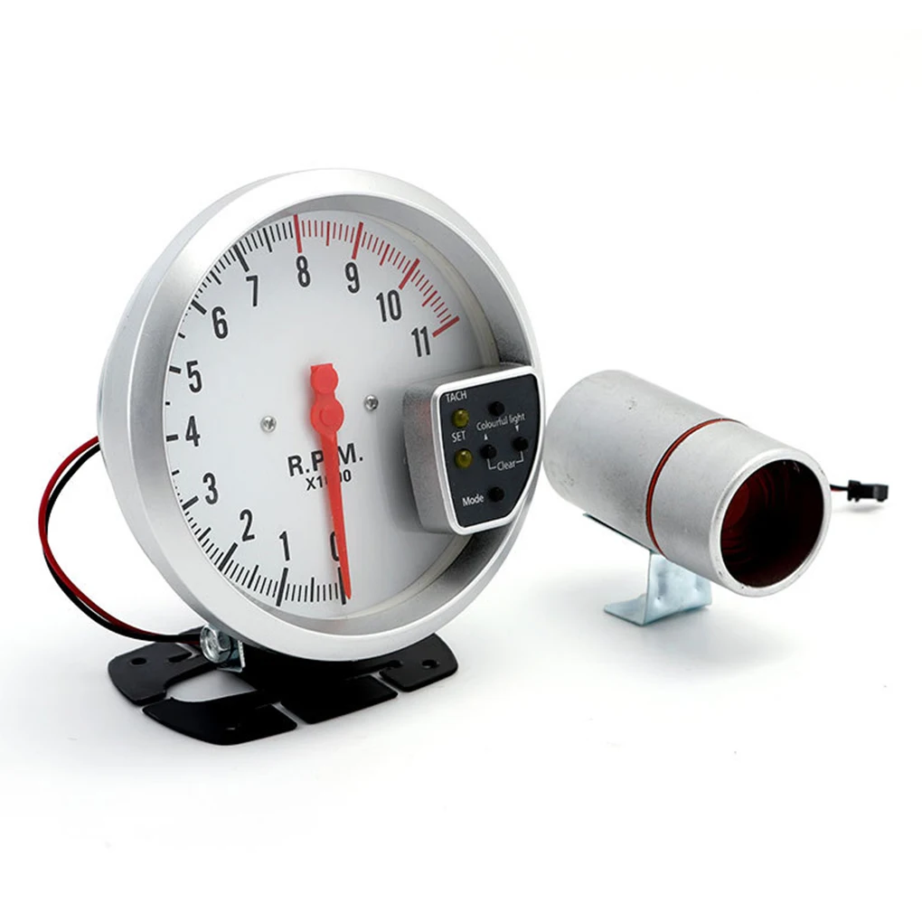 5 Inch Tachometer 11000 RPM Racing Car Gauge with LED Display for 1-8 Cylinder Engine 12V Vehicles High-Performance Tacho Meter