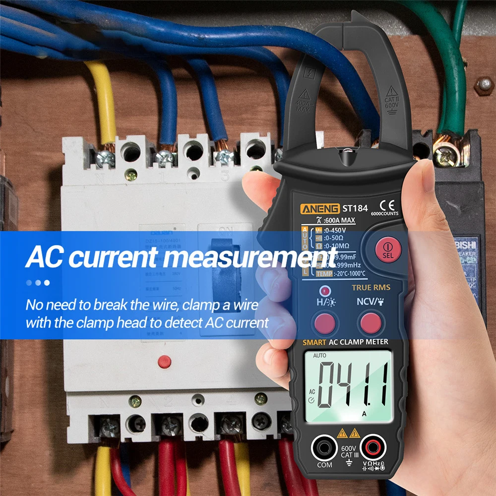 ANENG ST184 Digital Clamp Multimeter Meter 6000 Counts Professional True RMS AC/DC Voltage Current Tester Hz Capacitance Ohm