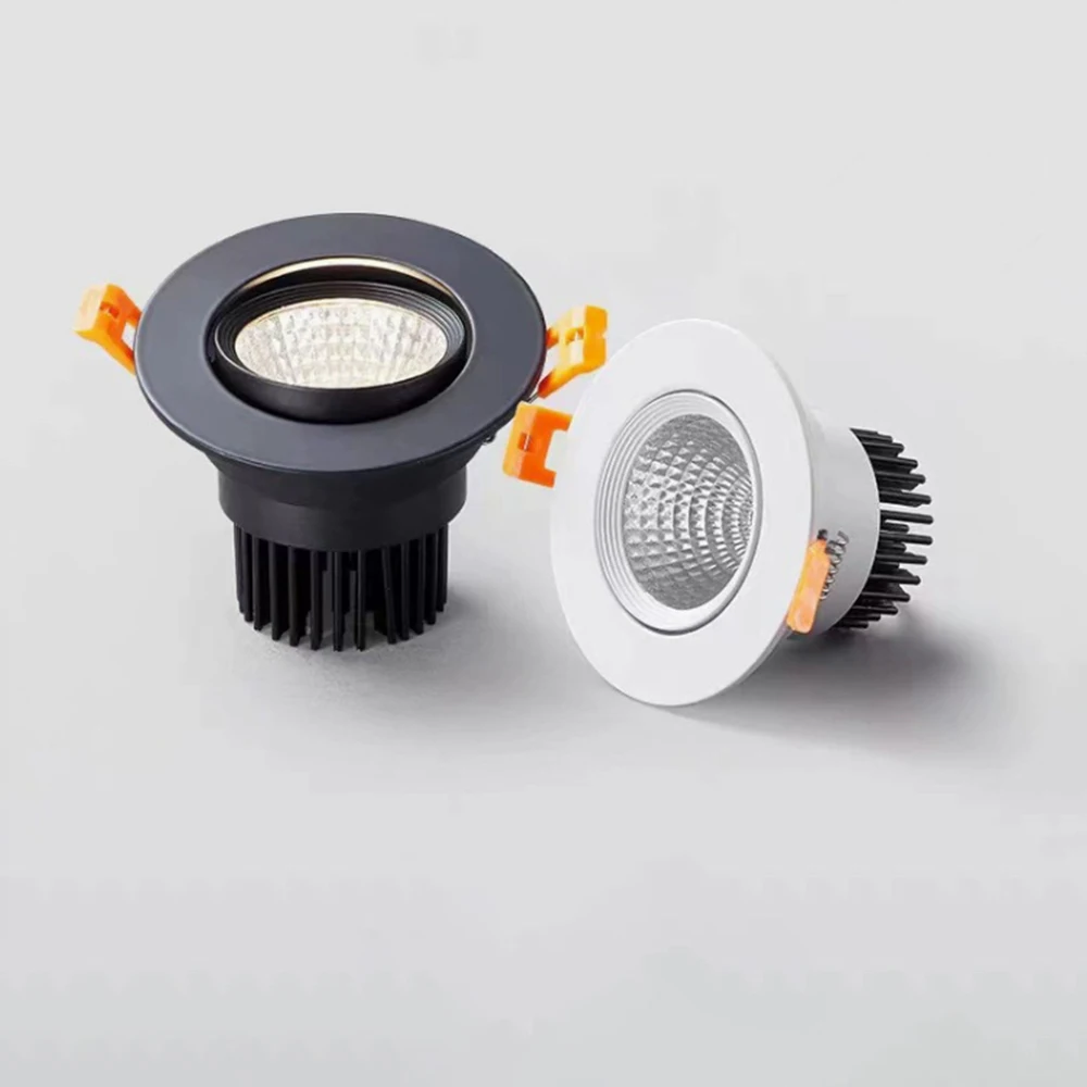  Dimmable LED Spotlight Ceiling Lamp AC85-265V 5W-24W Aluminum Recessed COB Downlights Round Led Panel Light Indoor Lighting