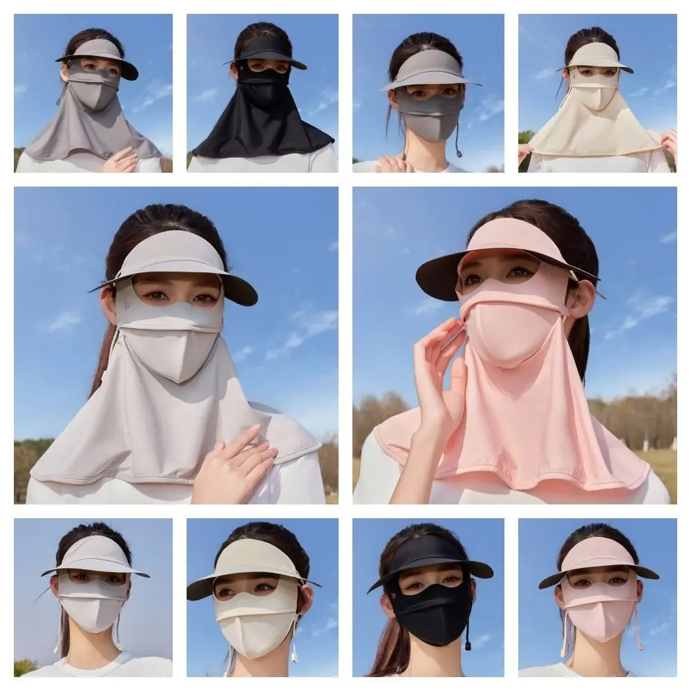 

UV Protection Sunscreen Face Cover Dustproof Elastic Ice Silk Mask Face Protection Solid Color UV Protection Veil Hiking