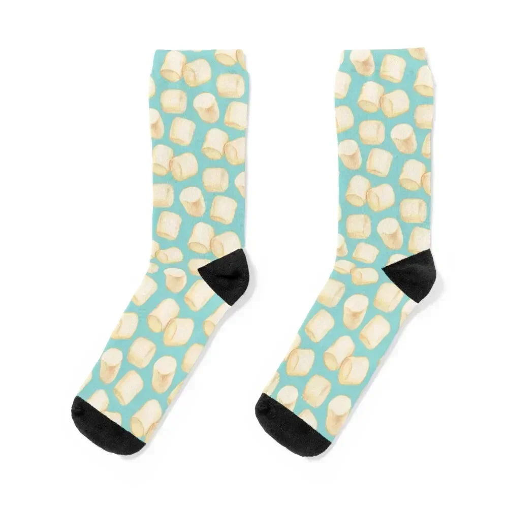 Marshmallow Pattern - Blue Socks Soccer Thermal man winter sheer Run Women Socks Men's