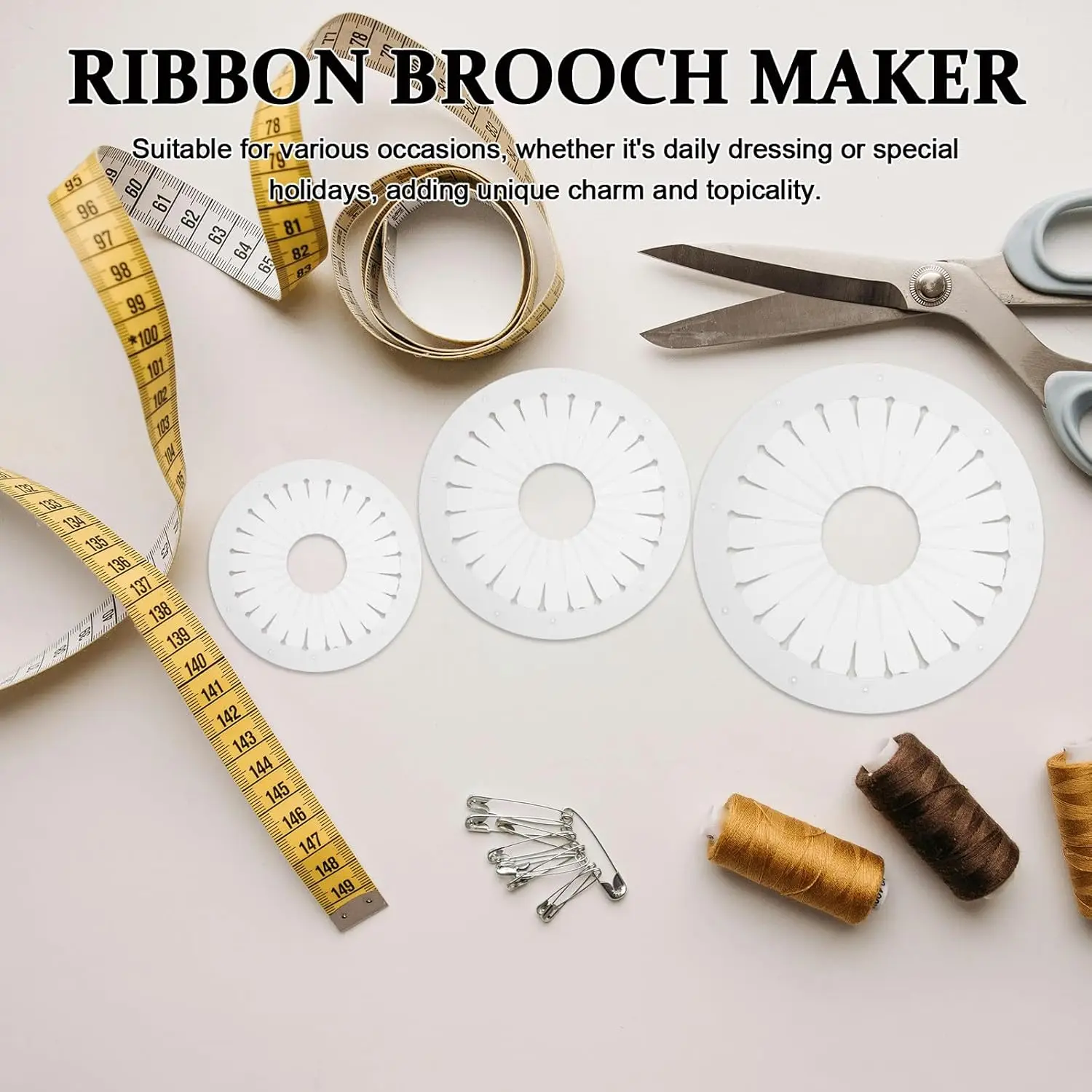 9cm 12cm 15cm Rosette Maker DIY Clear Ribbon Flower Making Tool Tabletop Figurines Ribbon Flowers Ribbon Rosette Maker view 2