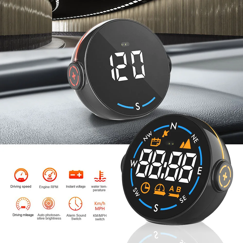 Car HUD Display Slope Tilt Meter Display Meter Gauge Incline Meter OBD2 GPS Dual System Car Digital Speedometer Head Up Display