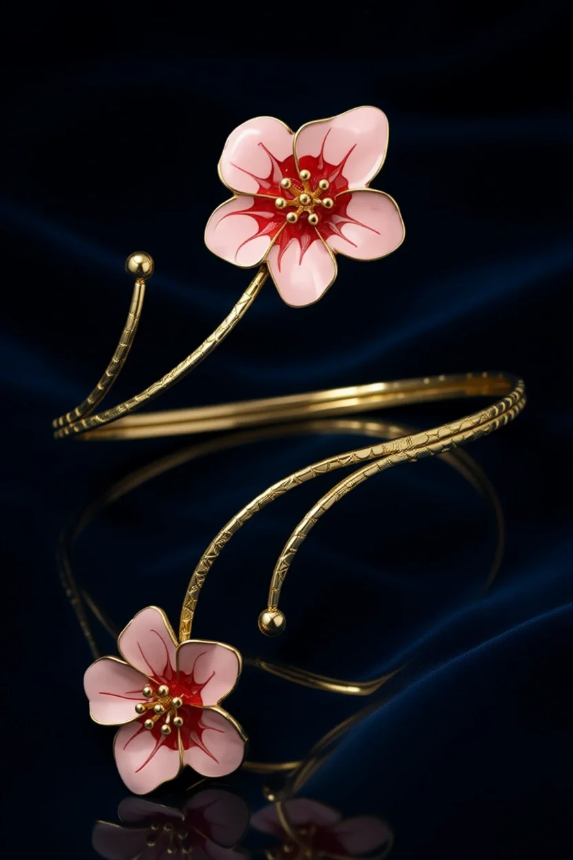 

Пляжный золотой браслет на предплечье для женщин, с цветочным узором, летнее незаменимое украшение