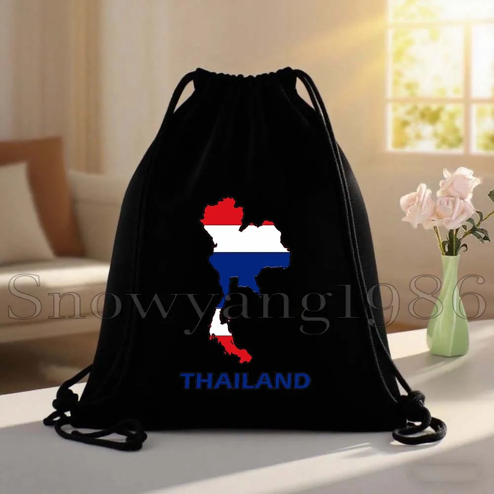 Phuket Bangkok Buddha Thailand Flag Map Elephant Gifts Canvas Drawstring Bags Soccer Backpack Gym Sackpack Sports String Bag