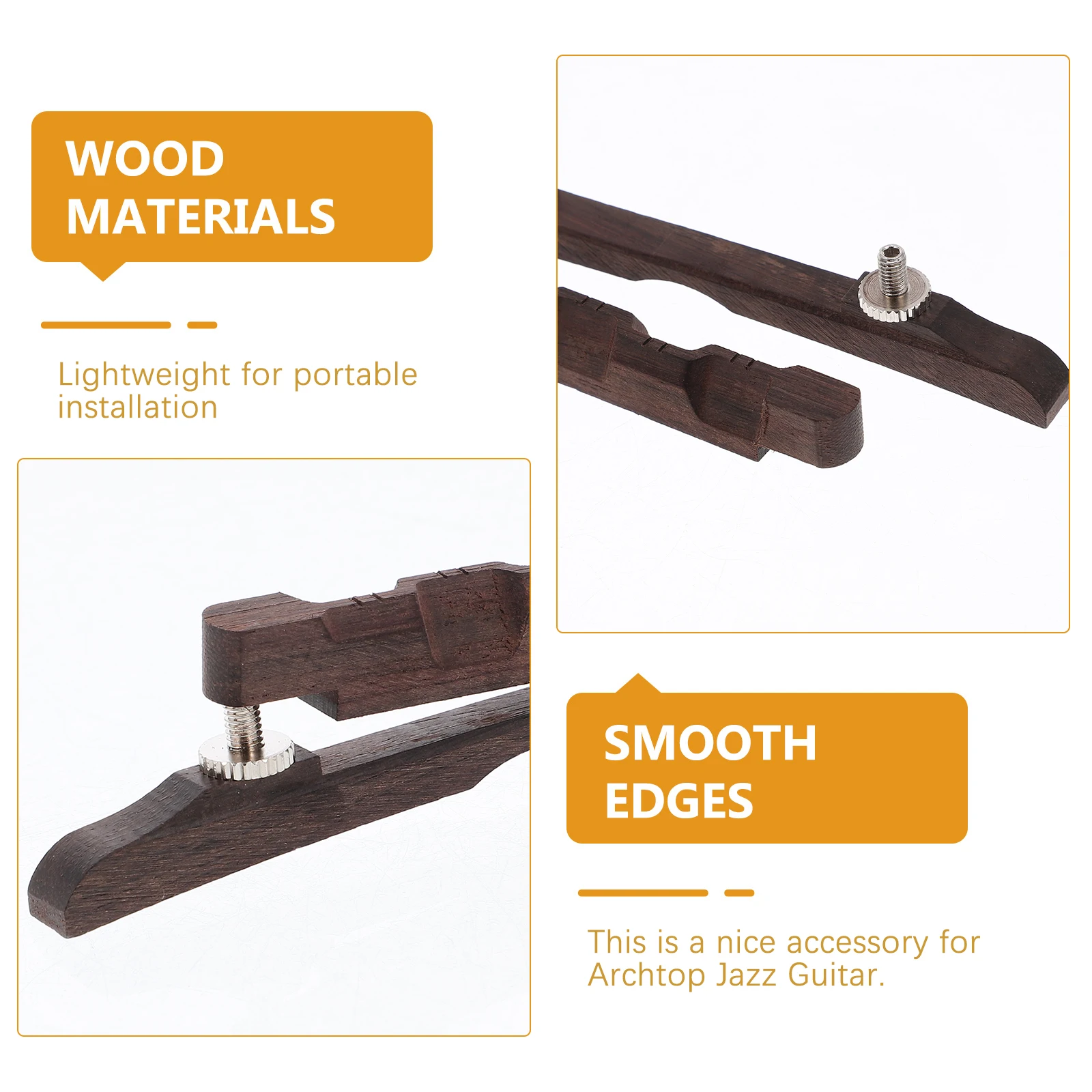Puente de Jazz de madera de ébano para piezas de guitarra de Jazz Archtop, accesorios, puente de Jazz de ébano con sillín Archtop, altura ajustable