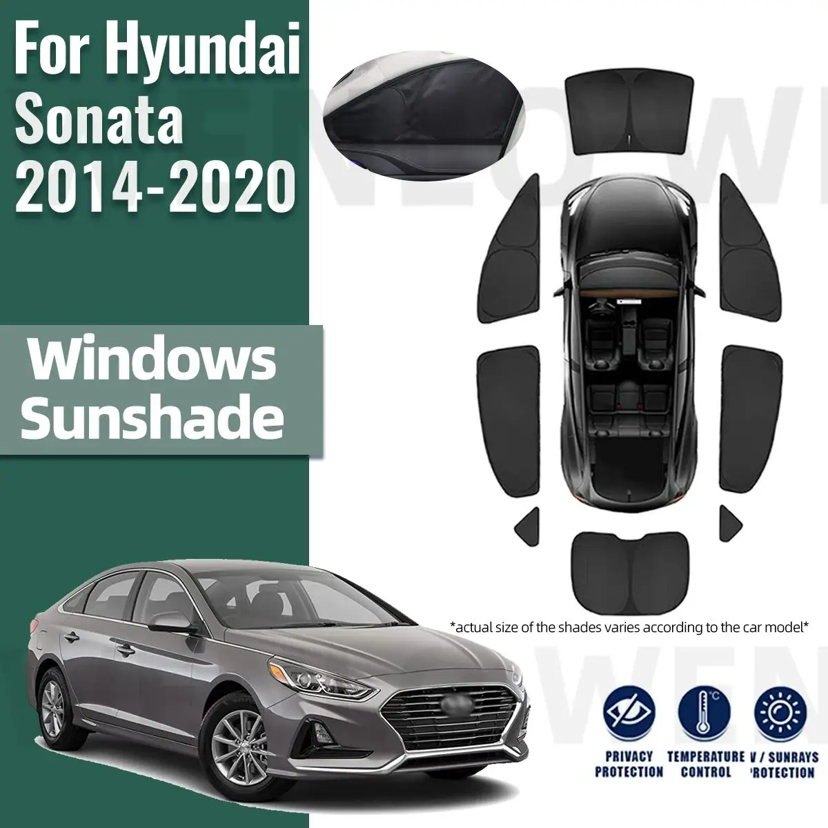 

For Hyundai Sonata 9 2015-2020 Full Cover Car Sunshade Shield Front Windshield Frame Curtain Rear Side Window Sun Shade