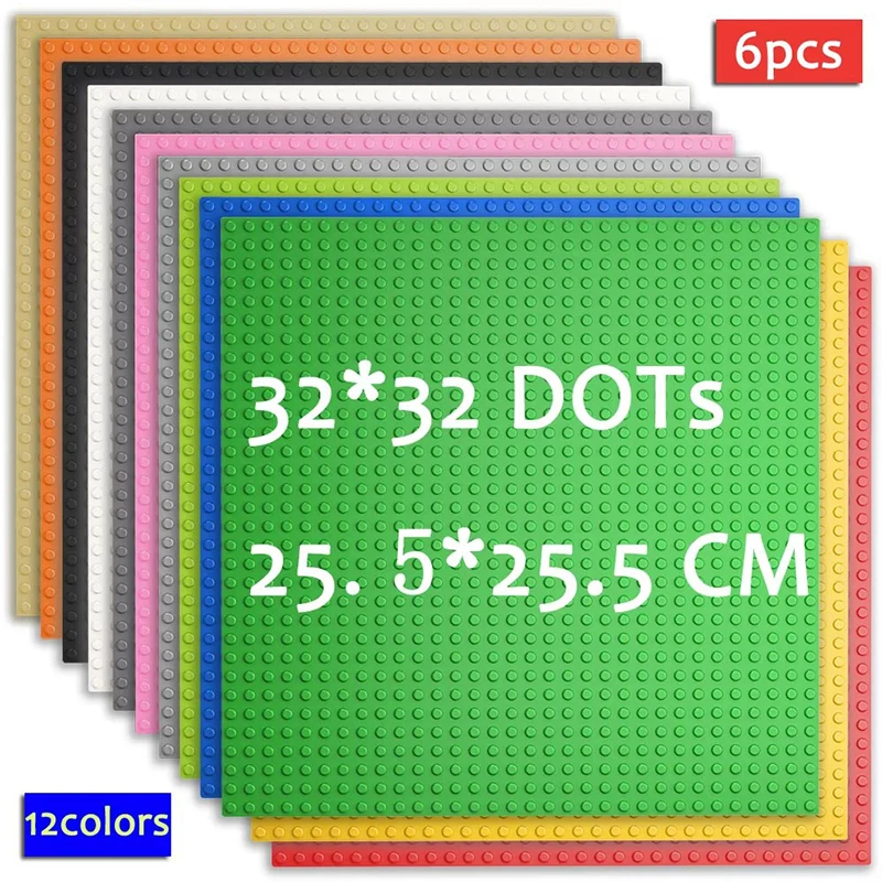 

6 шт. комплект, опорная пластина 32*32 точки, классические строительные блоки, тарелки, кирпичи, опорные плиты, городские блоки, подарок для детей, Рождество