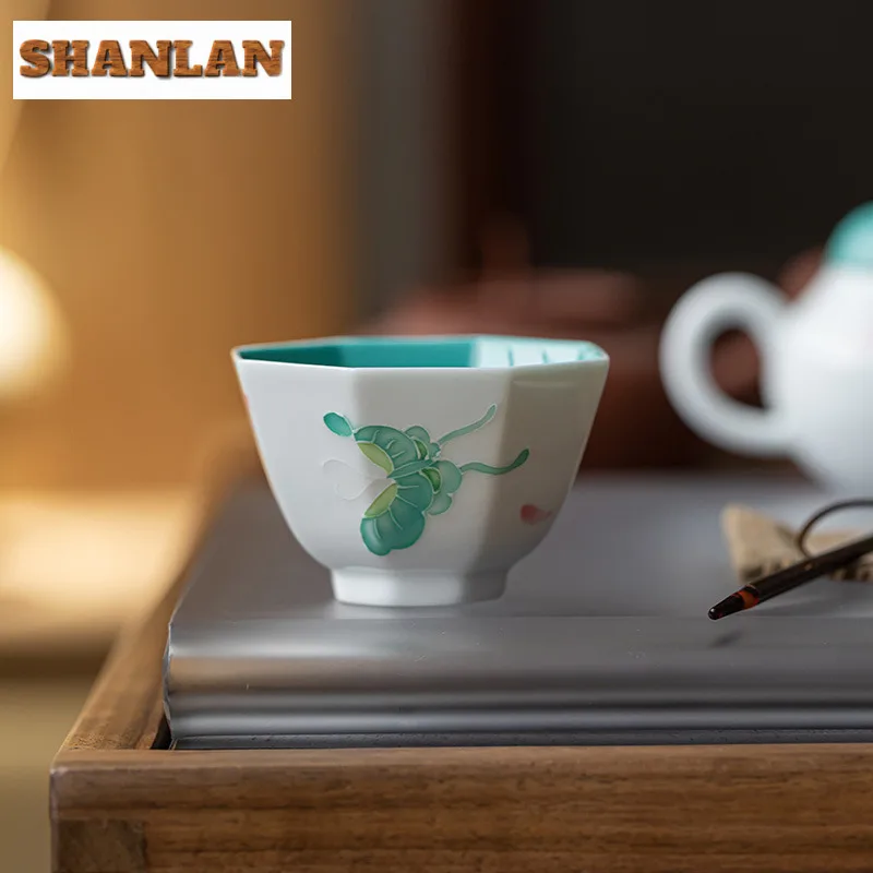 

80ml Hand-painted Butterfly Teacup Creative Tea Bowl Jug Tea-tasting Meditation Cup Chazhan Master Cups Chinese Tea Set Craft