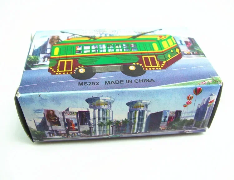 [Divertente] collezione per adulti Retro Wind up toy Metal Tin moving tram bus modello di auto meccanico a orologeria giocattolo figure modello