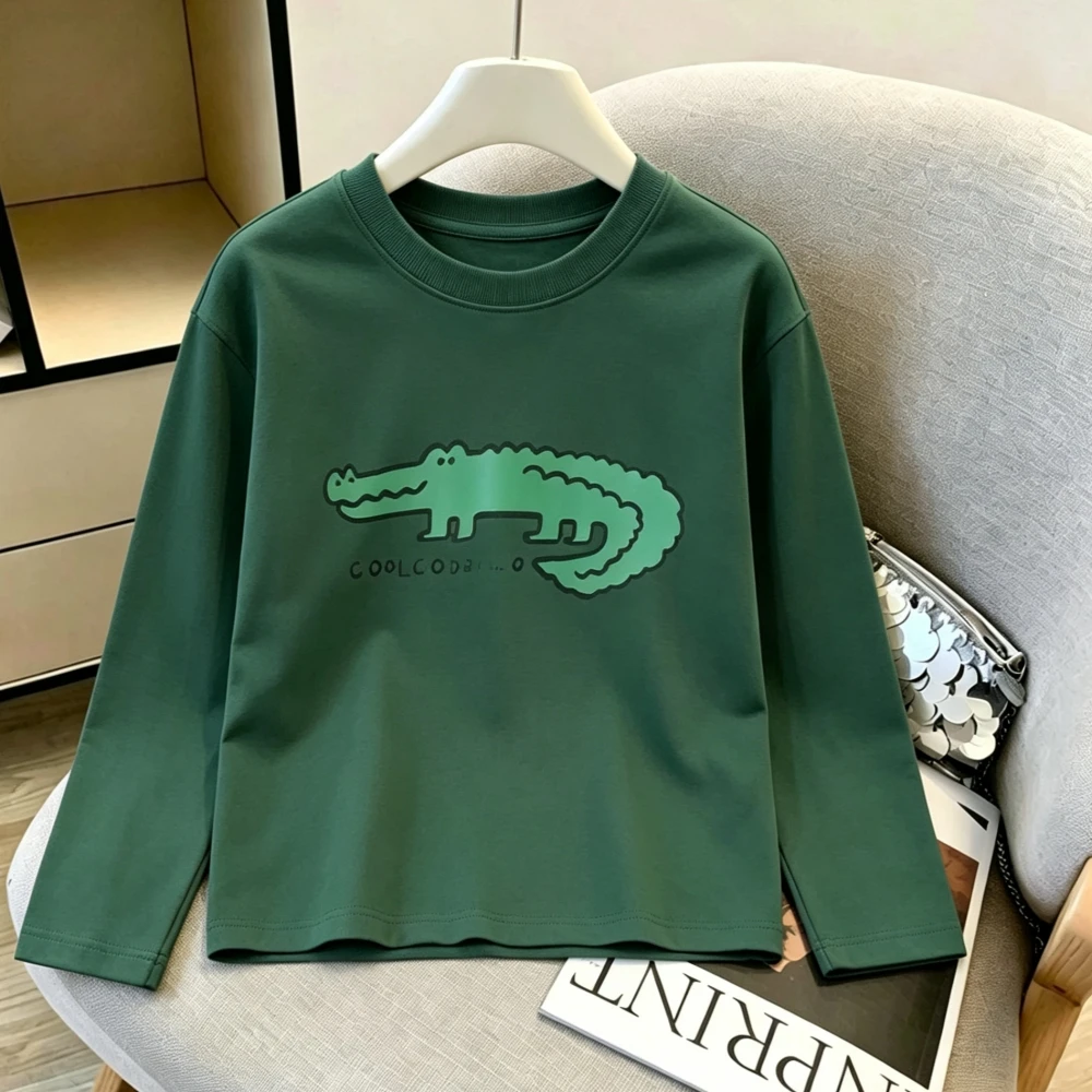 Toddler Cotton Round Neck Long Sleeve Top Extra Gentle Tee for Home School Outside Activities Kids Daily Attire Children Casual