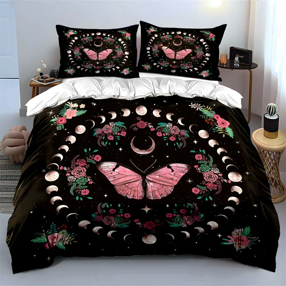 

Butterfly Moon Floral Wall Decor Multiple sizes kid's and adults' bedroom Exquisite 3PC bedding set, gift