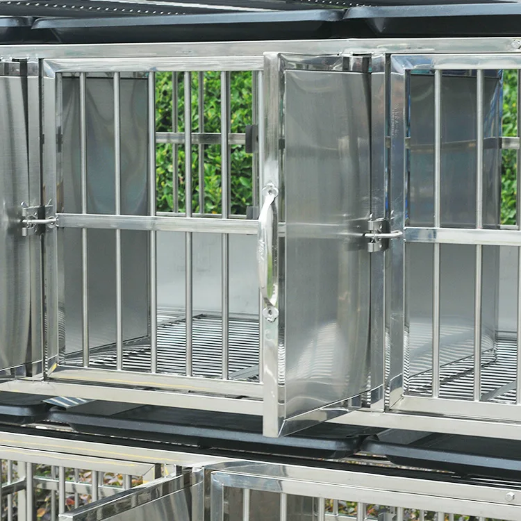 LIZE High Quality Pet Shop Dog Cat Feeding 3 Layers Stainless Steel Pet Animal Folding Cage 8 Doors Veterinary Cage