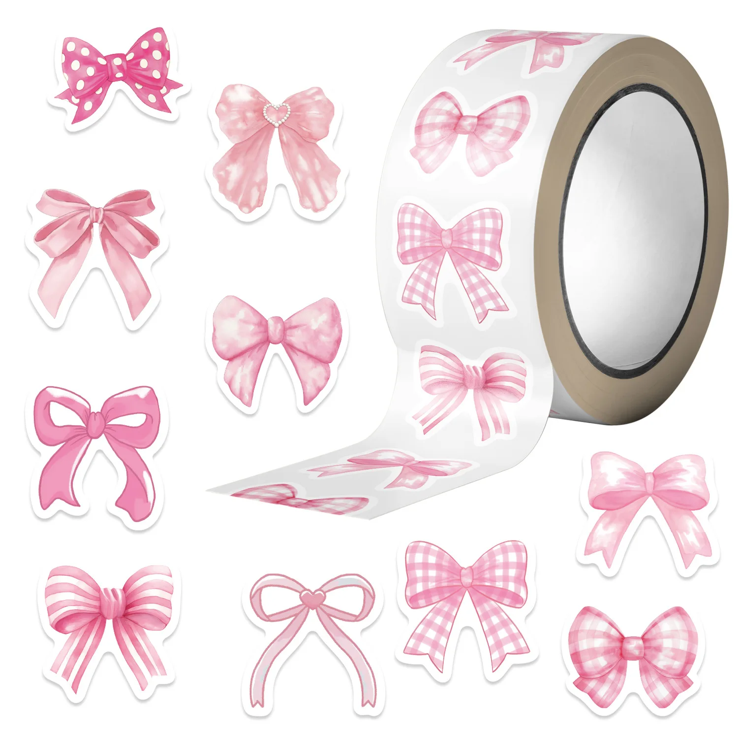 

500Pcs Cute Pink Bowknot Stickers Sweet Bow Pattern Waterproof Decals DIY Decor For Notebook Scrapbook Journal Gift Wrapping