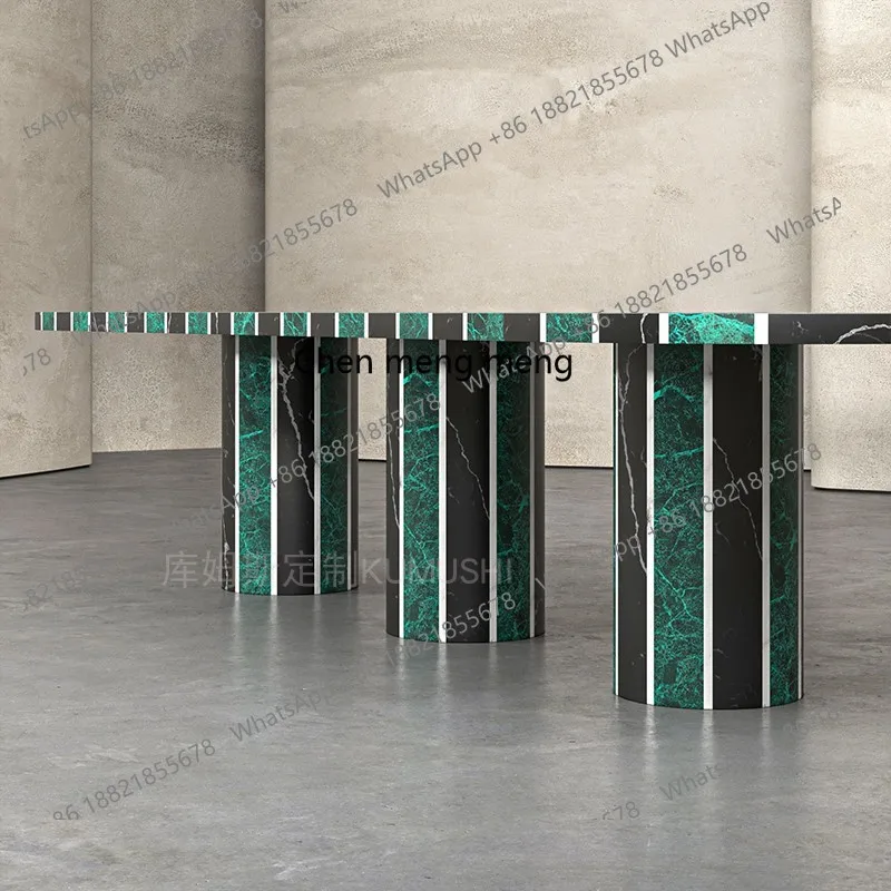Italian Minimalist Natural Marble Dining Table Luxury Designer Rectangular Dining Table High-end Customization