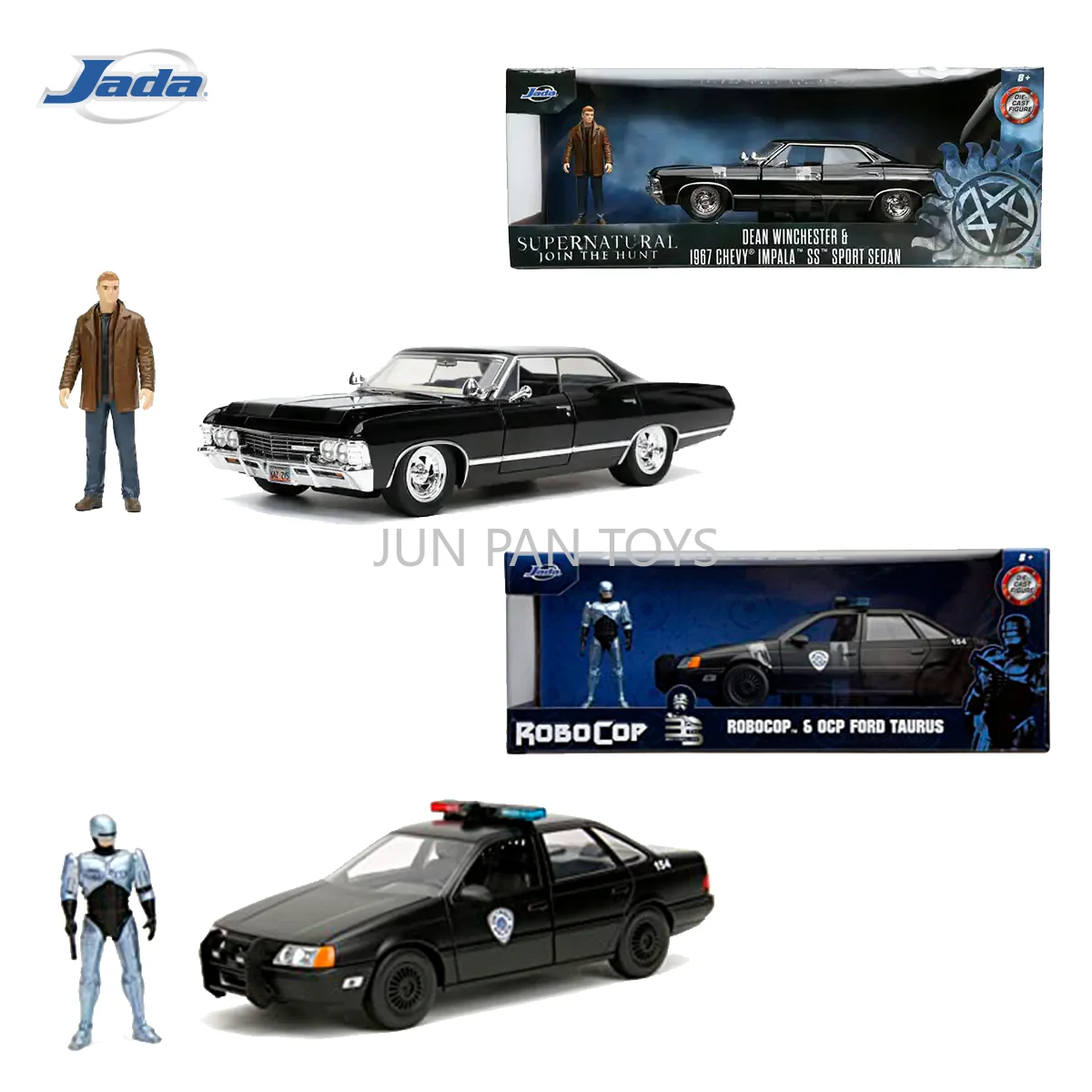 Original Jada Robocop & OCP Ford Taurus Chevrolet Impala SS com Dean Winchester Réplica de Veículo em Escala 1:24 Brinquedos para Meninos