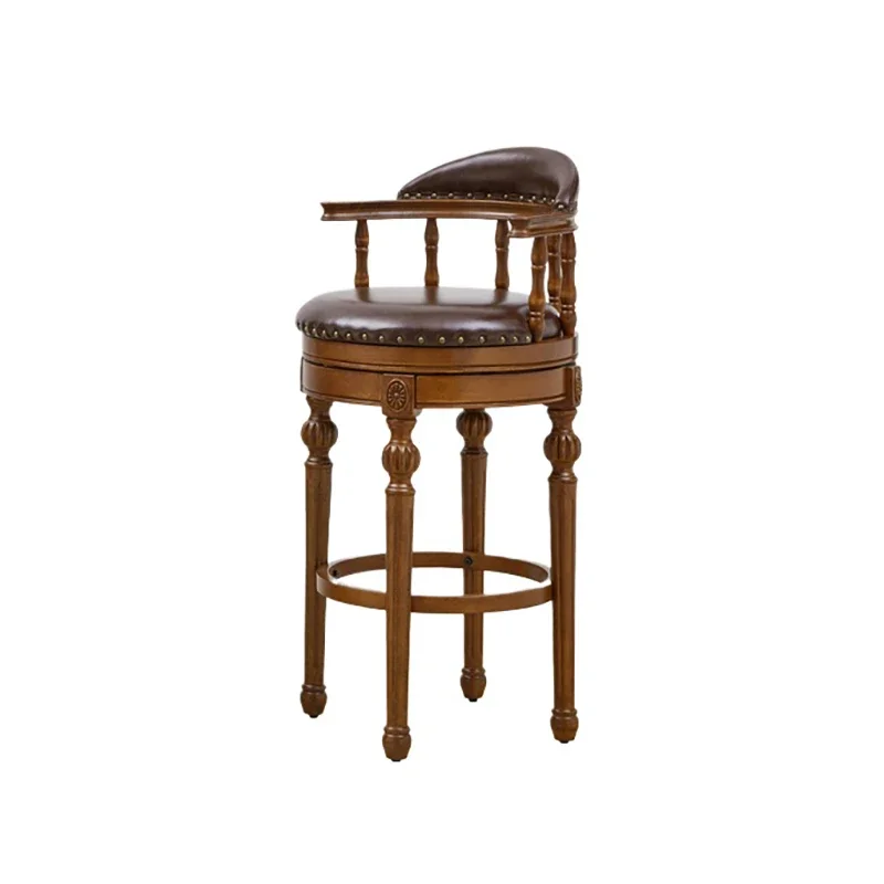 

Vintage Aesthetic Bar Chairs Brown Premium Luxury Living Room Bar Stool High Quality Cushion Sedie Sala Da Pranzo Home Furniture