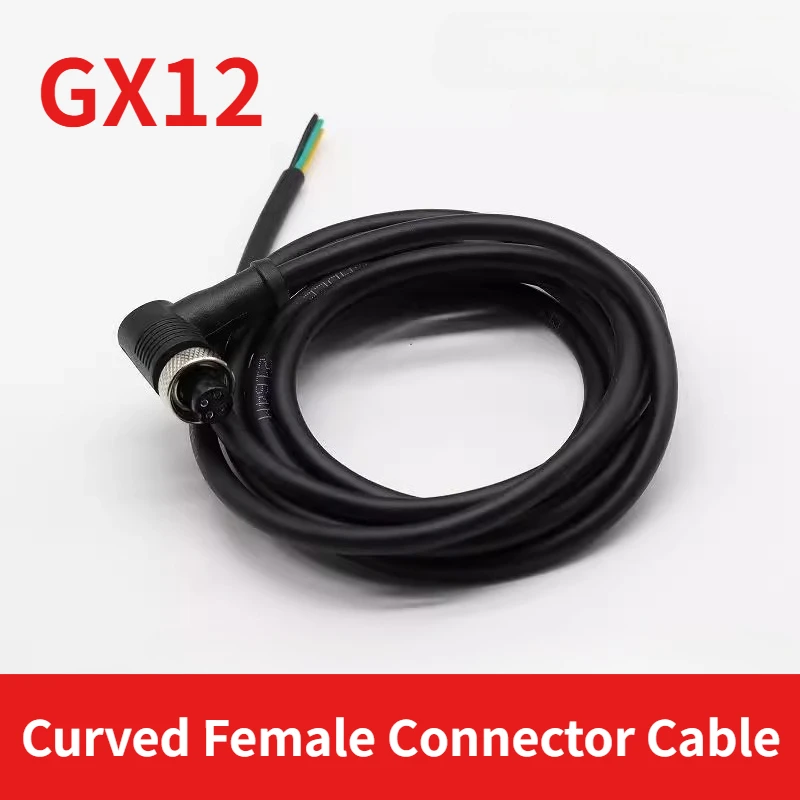

GX12 3 5 6 7 Pin Aviation Plug Connector 4 Pin 2Pin Bend Female with Wire Welding Injection Molding M12 Male Sensor Socket Cable