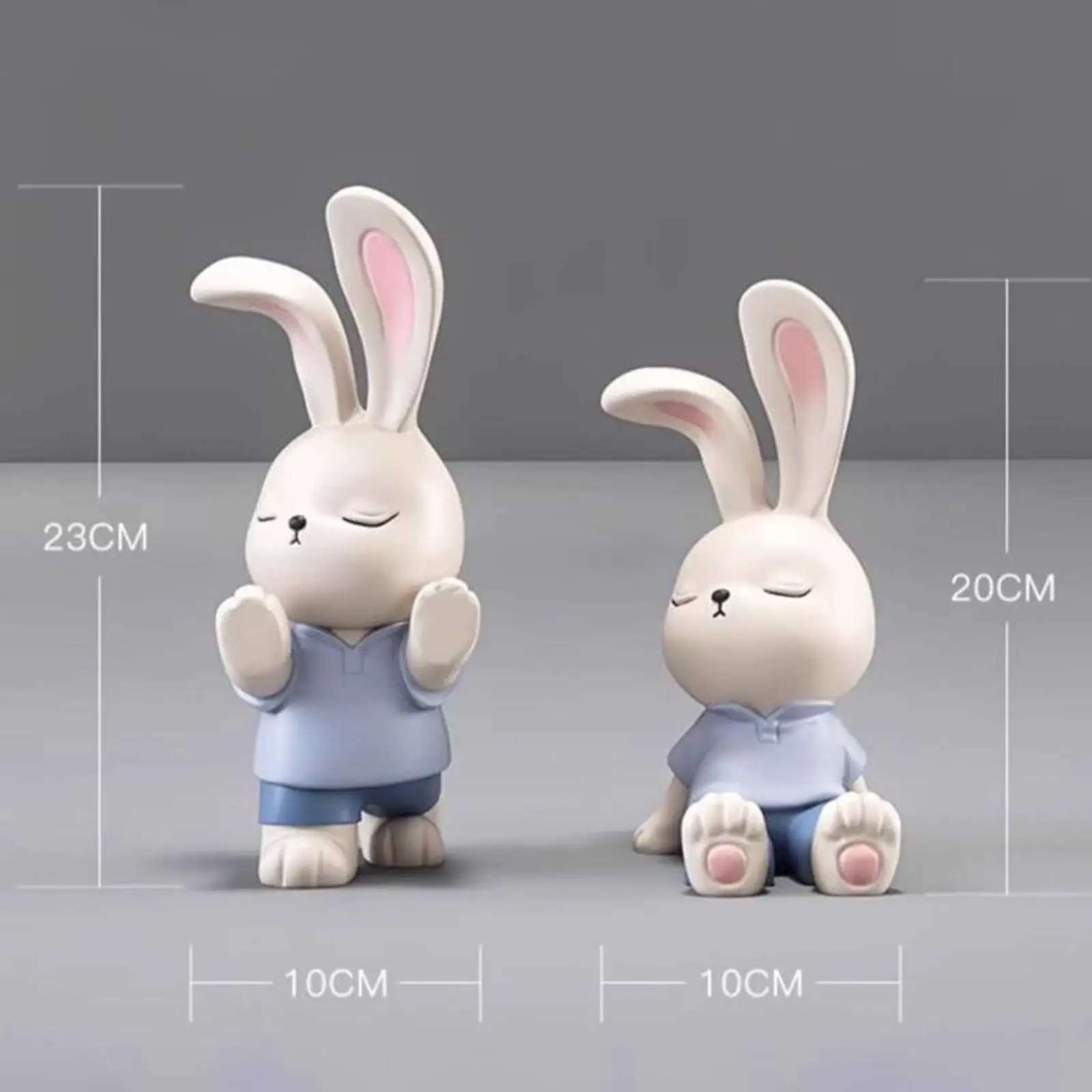 Cute Rabbits Book Ends Creative Book Stopper Animal Statue Rabbits Lover Gifts Ornament Bookshelf Decor for Office Study Room