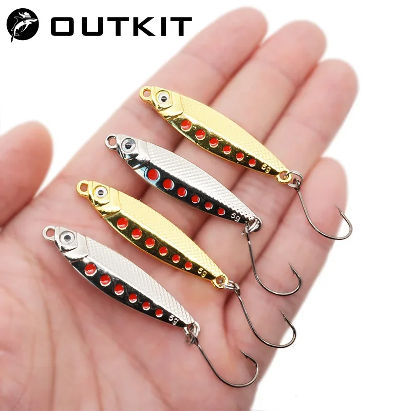 OUTKIT New Mini fishing Lure 2/3/5g Spoon Metal Lures Spinnerbait Minnow Small Fish Single Hook Jig Stream Trout Baits Pesca Hot