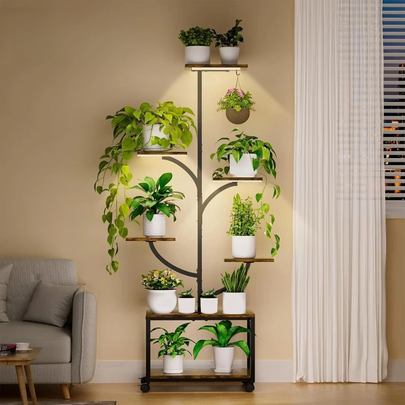 

Hot-selling 7-layer indoor plant stand metal plant flower stand indoor with growth light